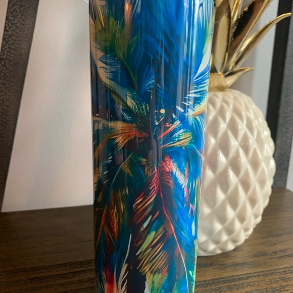 Tropical Personalized Customized Palm Tree 🏝️ 20 oz Tumbler, Lid, StrawGift Box - Picture 3 of 4